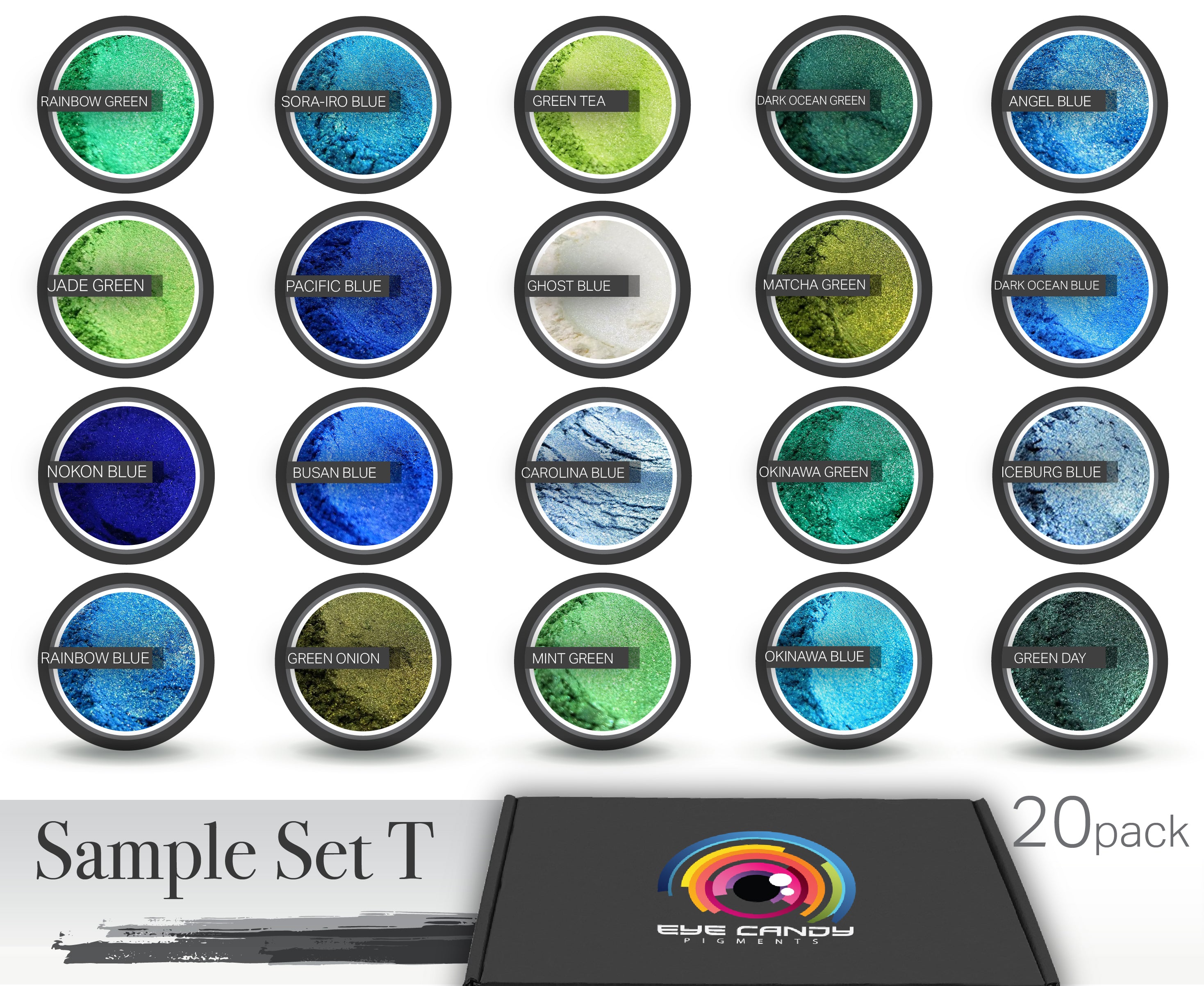 Eye Candy 20 Color Pigment Powder Variety Pack T - Blue / Green – Eye Candy  Pigments
